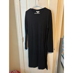 Prologue Black Midi Knit Dress in Long Sleeves Cozy Dressy Workwear Career